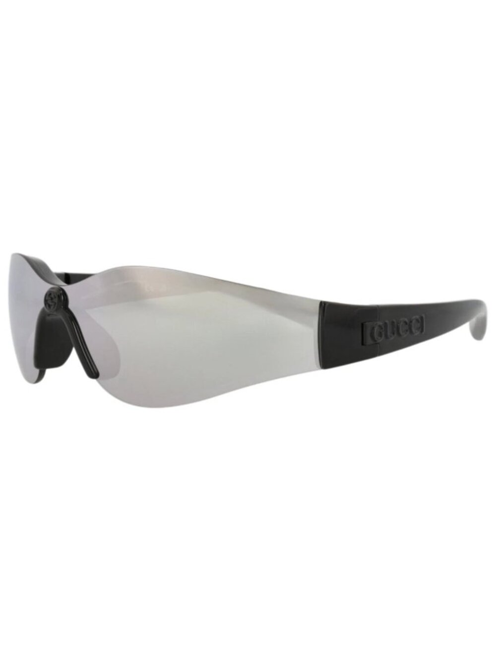New Gucci Women's Sunglasses Shield Wrap Injection Frame Black Black Silver